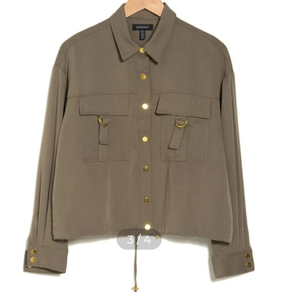 NWT Ellen Tracy Women's Utility Pocket Crop Safari Jacket